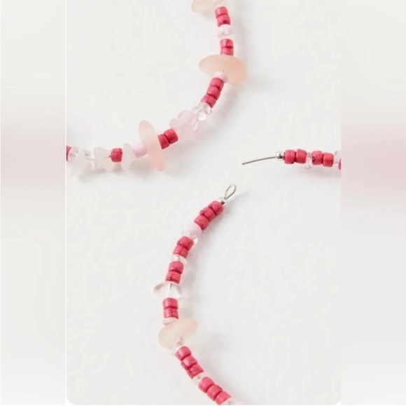 Free People Pink Beaded Hoop Earrings - Picture 4 of 6